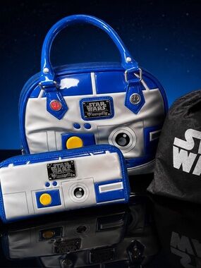 Loungefly Star Wars R2-D2 Blue Silver Purse & Wallet Set